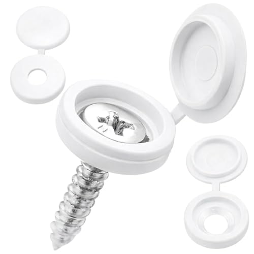 PARENCE. Lot de 100 Cache-Vis Blancs 13 mm – 100 Capuchons pour Vis avec Clapet – Cache Têtes...
