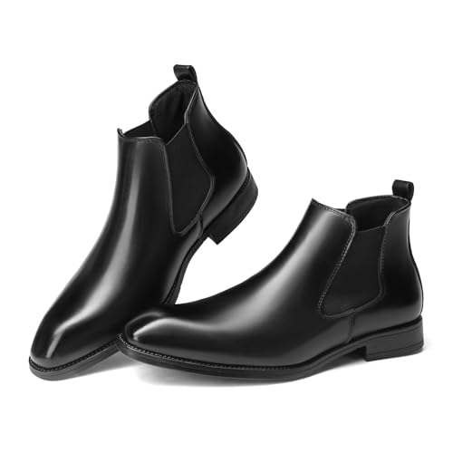 SANNAX Chelsea Botas masculinas clássicas de couro para negócios, sapatos casuais de couro para home