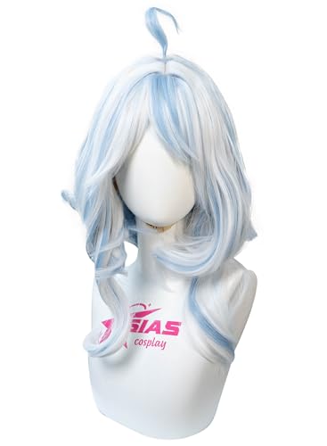 Platinum with Blue Long Wig for Focalors Furina Cosplay From Game Genshin Impact Synthetic Heat-Resistant Hair