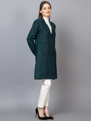 Image of CHKOKKO Women Chic Winter Coat Single Breasted | Knee Length Design with Buttoned Closure and Practical Front Side Pockets for Stylish and Comfortable Wear