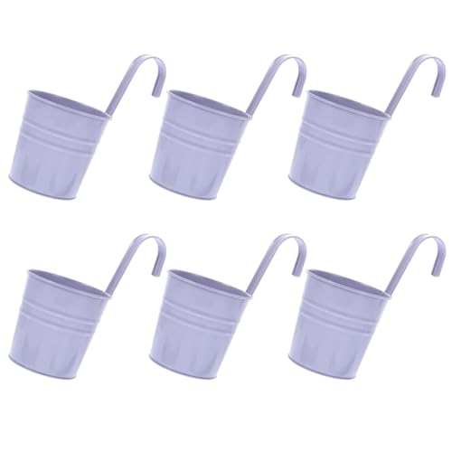 Blumentöpfe zum Aufhängen Hängend aus Metall: 6er Hängender Blumentopf Balkon Hängetöpfe Blumentöpfe Garten Töpfe mit Abnehmbarem Haken für Balkon Garten Wand