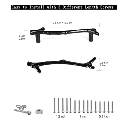 Fvstar 10Pcs Vintage Tree Twig Branch Cabinet Knobs Pulls Handles,Zinc Alloy Drawer Pull Handles,5 Inch Hole To Hole Dresser Pulls For Farmhouse Furniture Cupboard,Black #TOP3