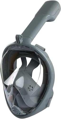 Image of Delavala Full Face Snorkeling Mask Diving Gear - Dry Top System,180 Degree Panoramic View Snorkeling Mask with Camera Mount,Safe Breathing,Anti-Leak Anti-Fog-Swim Fins (Grey - Large /X-Large)