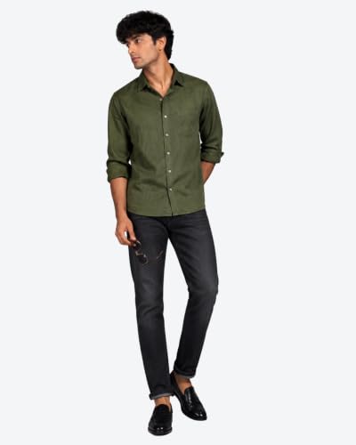 Image of Arvest Men's Solid Linen Casual Shirt | Regular Fit | Breathable | Full Sleeve