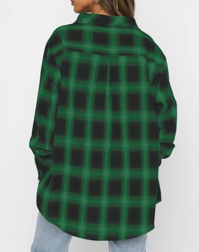 Image of Lacozy Womens Buffalo Plaid Flannel Shirt Long Sleeve Collar Button Down Blouses Tops