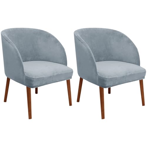 Shiningirl Pacote com 2 capas de poltrona de veludo macio com costas arredondadas e curvas modernas e amplas capas para cadeira com detalhes nas costas de meados do século para sala de estar e cozinha