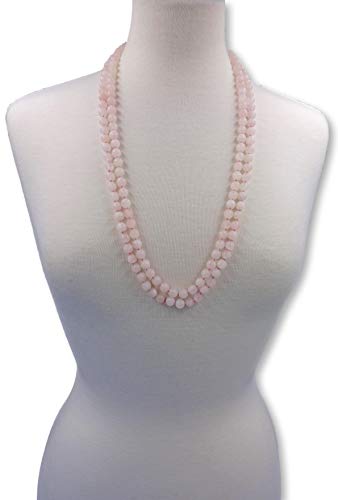 Mgr My Gems Rock! 8Mm 60 Inch Matte-Finish Genuine Semi-Precious Stone Natural Rose Quartz Endless Infinity Hand Beaded Mala Chakra Long Or Multi-Strand Multi-Wrap Necklace For Women. #TOP3