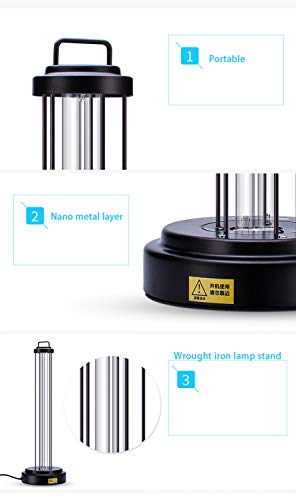 Fcgfh Start Ozone de-mite lampUltraviolet Disinfection lamp Household Sterilization lamp 10 Meters Remote Control Delayed (Color : Black, Size : Disinfection lamp)