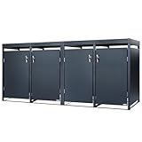 Zelsius Mülltonnenbox 4er mit Pflanzdach für 4 Tonnen | 120-240 Liter | Anthrazit RAL 7016 | inkl. Erweiterungsmöglichkeit | Aufbewahrungsbox für Mülltonnen, Müllbox | Sichtschutz für Tonnen