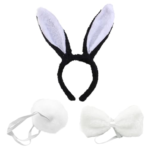 NYGGTYK 1 ensemble d'habillage de lapin, bandeau de lapin, queue de lapin, costume de lapin, kit de jeu de rôle pour enfants et adultes, ensemble de costume...