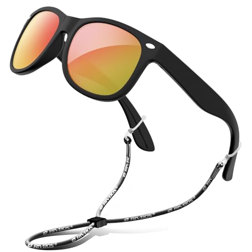 RIVBOS Kids Sunglasses Polarized UV Protection Flexible Rubber Glasses Shades with Strap for Boys Girls RBK004