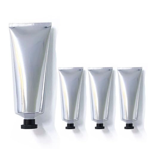 Aspire 4 Tubos Suaves cosméticos de Aluminio Plateado de 3,4 oz/100 ml con Embalaje de Crema con Tapa giratoria