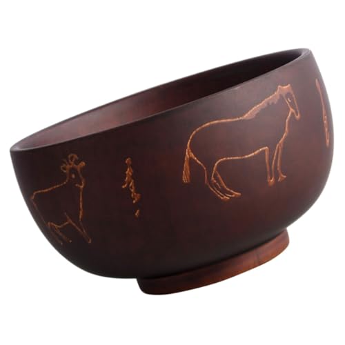 HOLIDYOYO Bol Bois Sculpté Bois Acacia Bol à Salade Décoratif Et Récipient pour Lait Et Thé pour Repas Mongols Occasions Spéciales