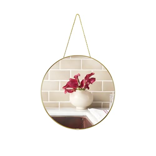 Funerom Espejo de baño dorado redondo de pared de 12.6 pulgadas