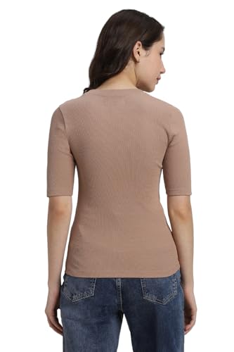 Image of Forever 21 Womens Solid Regular Fit Basic T-Shirts