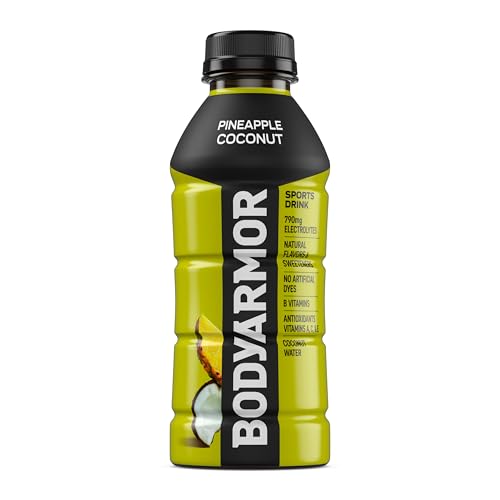 Image of BODYARMOR Sports Drink Sports Beverage, Pineapple Coconut, Coconut Water Hydration, Natural Flavors With Vitamins, Potassium-Packed Electrolytes, Perfect For Athletes, 16 Fl Oz (Pack of 12)