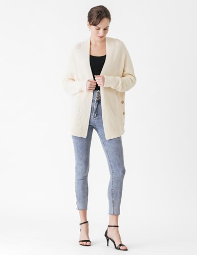 Cable Stitch Women's Cotton Ribbed Button Sweater Cardigan - Open Front Long Sleeve Knit Cover-up Coat3