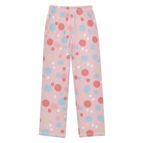 Boys' Pants Red Blue Polka Dot Long Bottoms Jogger Pants Elastic Waist Trousers with Pockets S-XL