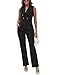 Womens 2 Piece Suit Outfits Summer Fashion Button V Neck Crop Vest Blazer and Wide Leg Pants Suit Matching Sets Black M