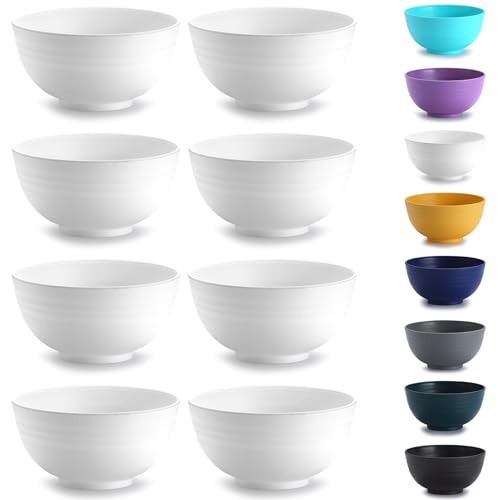 Kyraton Plastic Cereal Bowls 8 Pieces 760 ml, Unbreakable and Reusable Light Weight Bowl for Rice Noodle Soup Snack Salad Fruit, Dishwasher Safe by Kyraton - Used condition - CA$13.79