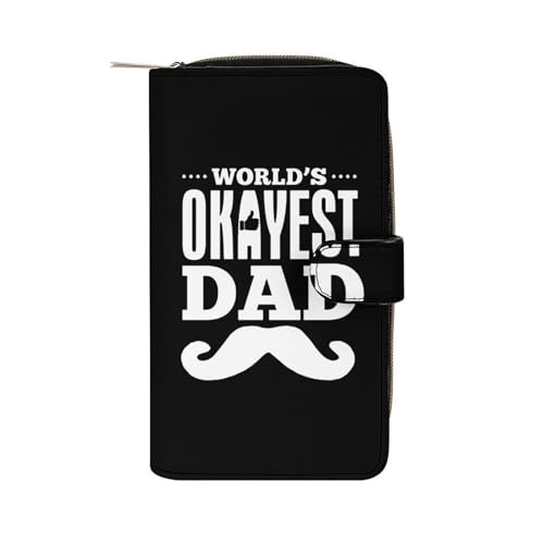 World'S Okayest Dad Beard Long Wallet for Women Men Purses Coin Pouch Credit Card Holder Organizer