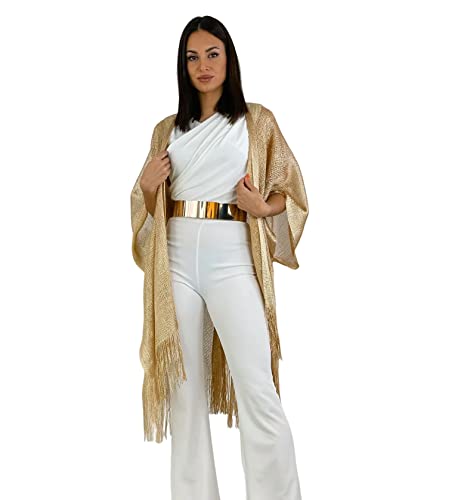 Accessoire Top Tendance Cardigan Étole Femme Châle Wrap Écharpe Brillante 1.80 X 1.20 cm Cérémonies Soirée Fêtes Mariage Cocktail Bal de Promo Couleur Doré...