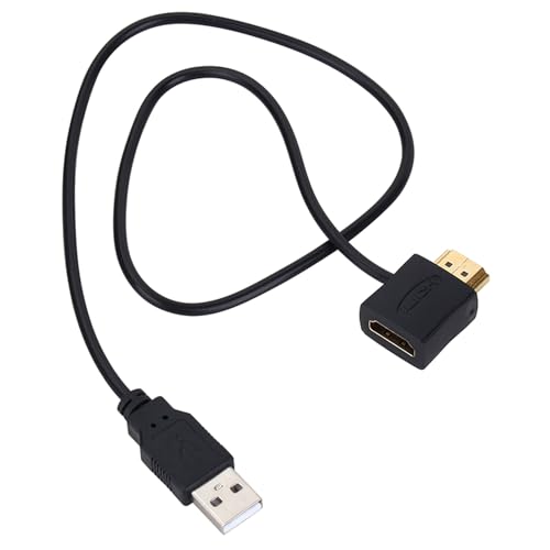 HERCHR Connecteur Adaptateur USB vers HDMI, 50 cm/1,64 Pieds HDMI mâle vers Femelle USB 2.0 Chargeur câble d'alimentation Accessoires électroniques pour PC Portable