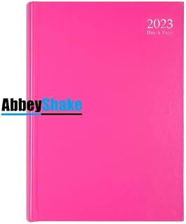 Diary 2023 A4 one Day to a Page hardback casebound Cover Pastel Pink