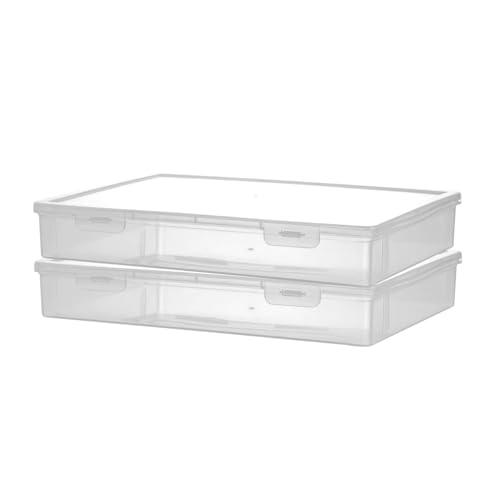 Image of Vidifor Plastic Storage Containers for A4 File, 8.5 inchx11 inch Letter File, Magazine Document, Pencil Box, Thick Scrapbook Storage Box for Crafts, Art Supplies, Crayon, Office Supplies, Washi Tape. (2)