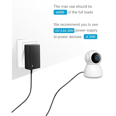 ALITOVE DC 12V Power Supply 2.5A 30W Universal AC Adapter 12 Volt 2500mA 2A Transformer 12V Power Adapter Cord 5.5 x 2.5mm DC Plug for LED Strip Lights CCTV Camera Routers Sceptre Monitor Power Cord