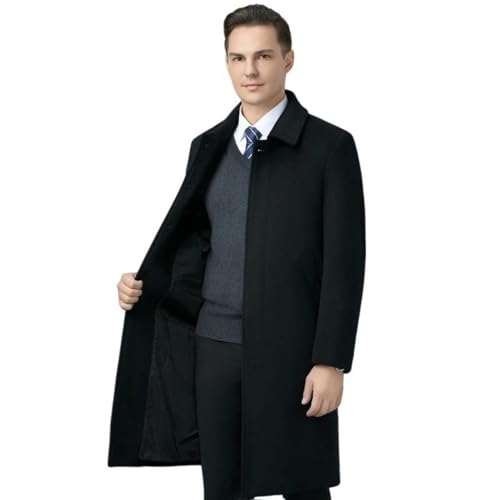Gabardina de lana de cachemira para hombre, abrigo de corte largo para otoño e invierno
