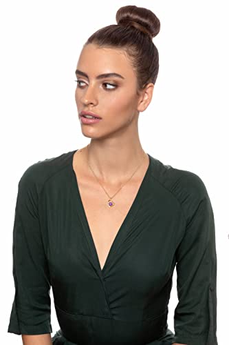 Gold Plated Silver I Love You Necklace In 12 Languages Romantic Heart Pendant With Cubic Zirconia Gemstones Inscribed In Pure Gold Including Sign Language Onto A Purple Crystal, 18" Rolo Chain #TOP2