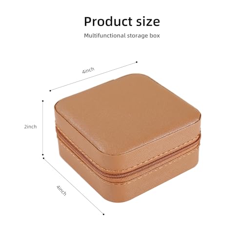 Image of KElofoN Travel jewelry case Travel jewelry box Travel Jewelry Organizer Small Jewelry Organizer Box Gift for Girls Women with Mirror(Coffee)