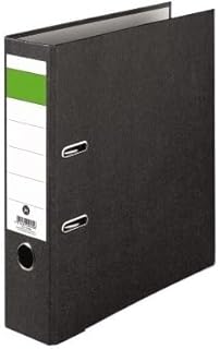 IC-Office 1er Pack Ordner A4 8cm breit schwarz Aktenordner Ringordner Briefordner Büroordner Schlitzordner Blauer Engel grüner Balken für Schule Studium Büro HomeOffice bis 600 Blatt