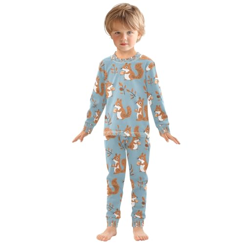 senya Squirrels Holding Nuts Pajamas Set Long Sleeve Soft Cotton Sleepwear 2 Piece3