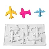 Airplane Fondant Silicone Mold，Non-Stick Baking Mold 6-Cavity Chocolate Mold for Chocolate Jelly Candy Party Cupcake Topper Decorate