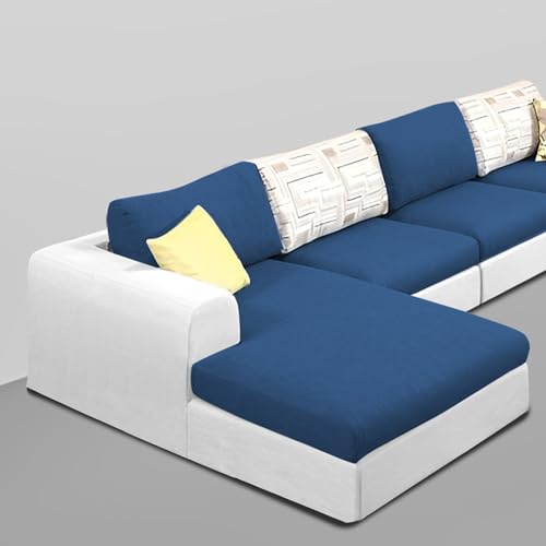 Image of Koza LHS 6 Seater L Shape Sofa Set for Living Room (Blue Grey Fabric) Premium Fabric Sofa