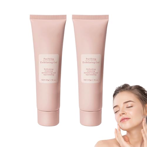 Crema facial iluminadora - Gel exfoliante purificador suave - Exfoliante hidratante de limpieza profunda para la mayoría de los tipos de piel, mezcla de enzimas para rostro y cuerpo (2 piezas)