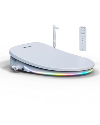 Image of DC02 iCleaningo Electric Bidet Toilet Seat, Auto Open & Close Lid, Heated Seat, Adjustable Wash & Dry, 360 Handheld Sprayer, 42-Color Dual-Ring Ambient Light, Elongated, Remote
