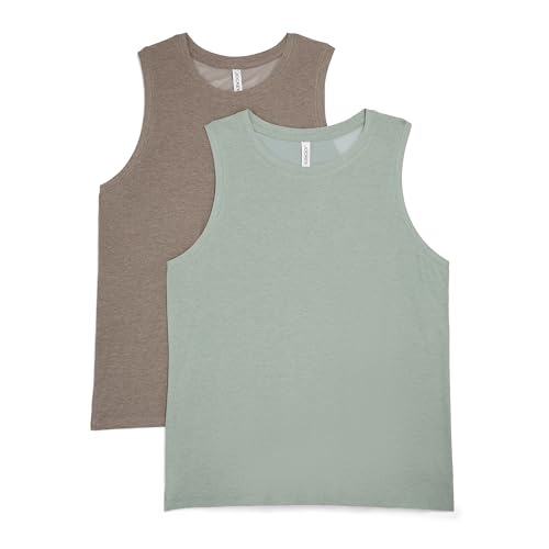Jockey Women's 2 Pack Fly Back Workout Tank Tops, Green Bay/Timeless Taupe, Small - image 1