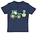 2. Geburtstag - 2. Geburtstag Traktor - 18/24 Monate - Navy Blau - Traktor mintgrün - BZ02 - Baby Shirt für Mädchen und Jungen