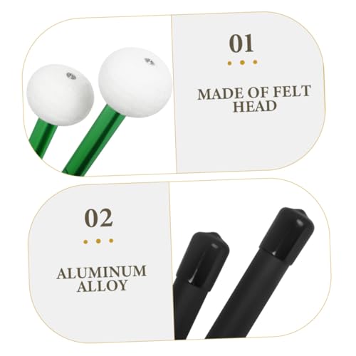 Baquetas para percusión con cabezal de fieltro verde miniatura 3