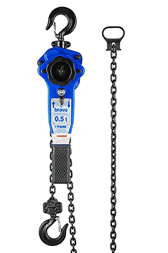 Tractel bravo - Lever Chain Hoist | 1/2 Ton Capacity with 15 ft Lift & Pull Length | Professional Grade Ratchet Puller with ANSI B30.21 & OSHA Industrial Standards | 19661 Model