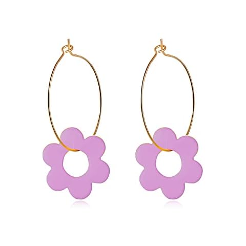 ERZU Acrylic Daisy Sunflower Dangle Earrings Acrylic Resin Flower Blossom Floral Drop Earrings for Women Girls Jewelry Cover