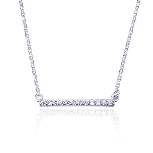 Preisvergleich Produktbild Halskette S925 Sterling Silber Diamant Schwebebalken Anhänger Halskette Sweet Beauty Short Halskette