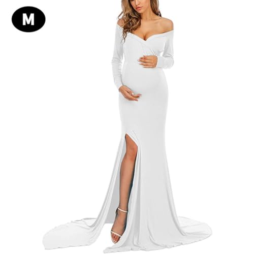 Robe de maternité extensible blanche confortable pour femme enceinte taille M - 2