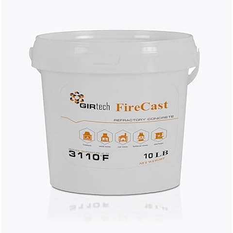 GIRtech FireCast Castable Refractory Cement Mix 3110 Degree Fahrenheit 10 Lbs High Temperature Heat Resistant Fireproof Mortar Build Repair Pizza Oven Fire Places Forge Kiln Stove Cover