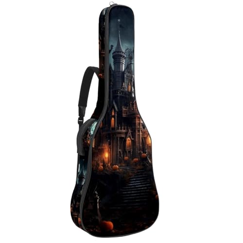 Housse guitare acoustique imperméable 104 cm et étui tissu Oxford château Halloween