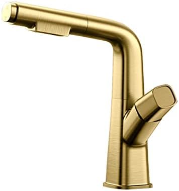 Mitigeur de lavabo pivotant noir et or au design haut de gamme