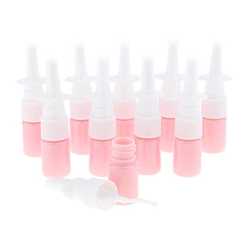 10 botellas de spray nasal de plástico de 5 ml para dispensar perfume de lavado, color rosa